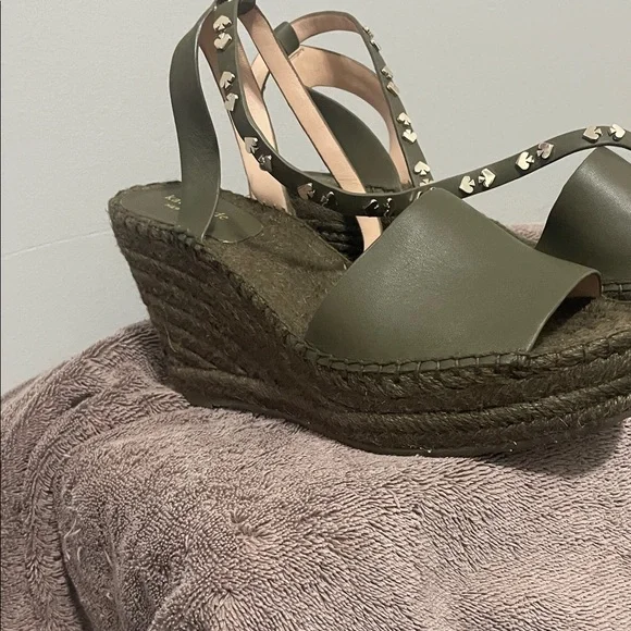 Kate Spade Green Espadrille Espadrilles with Studded Ankle Strap - Picture 2 of 5